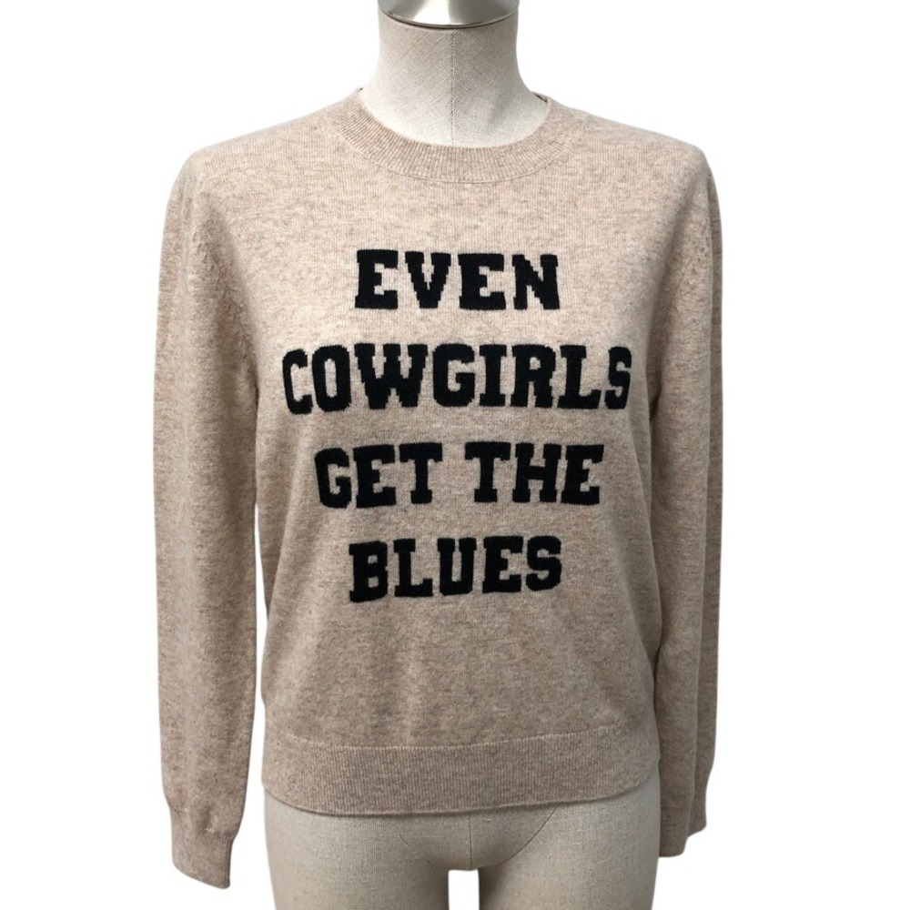 Jumper 1234 Sweater Womens 1 Small Tan Even Cowgirls Get The Blues Graphic